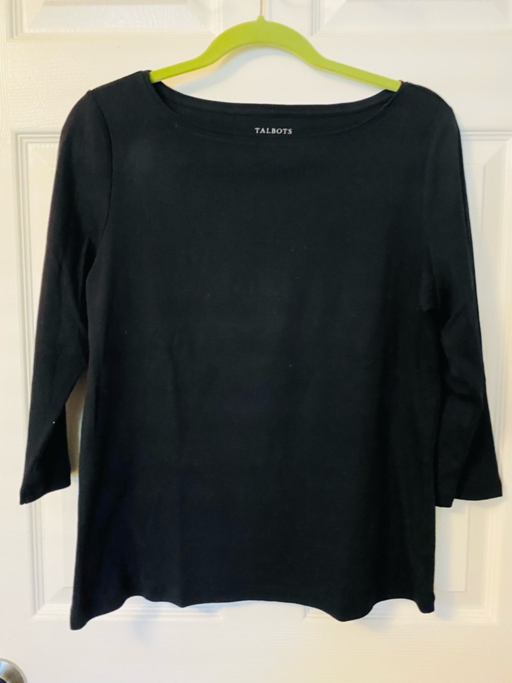 Talbots Black Boatneck Long Sleeve Tee LP